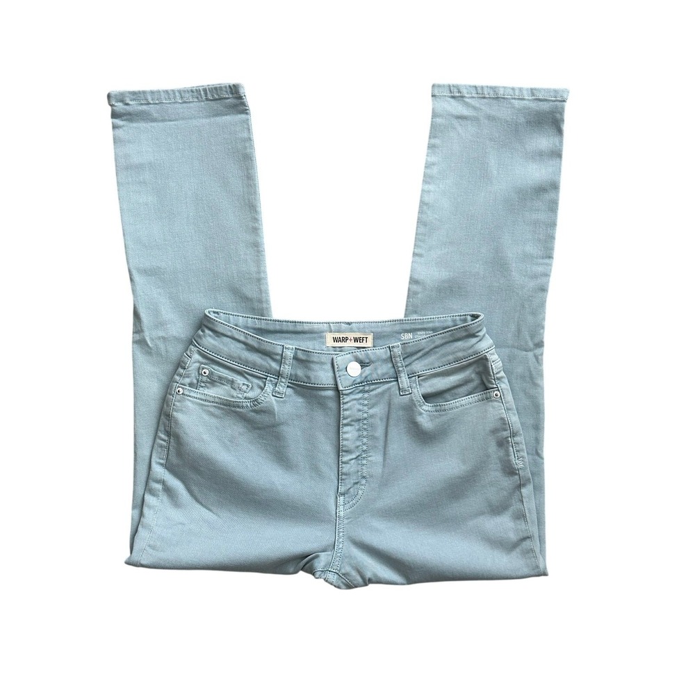Coastal Warp + Weft South Bend Straight Crop Jeans 28 Skydive Blue Zip Hem Ankle